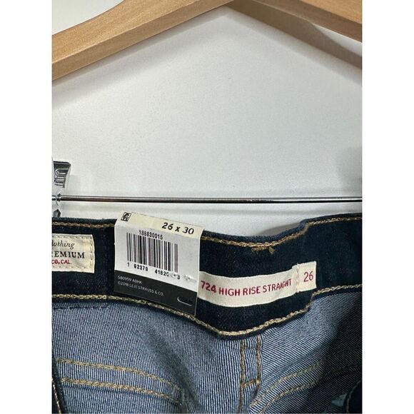 Levi’s Pants Womens High Rise Straight‎ Leg Jeans Dark Wash Size 26x30 NWT - Picture 5 of 6